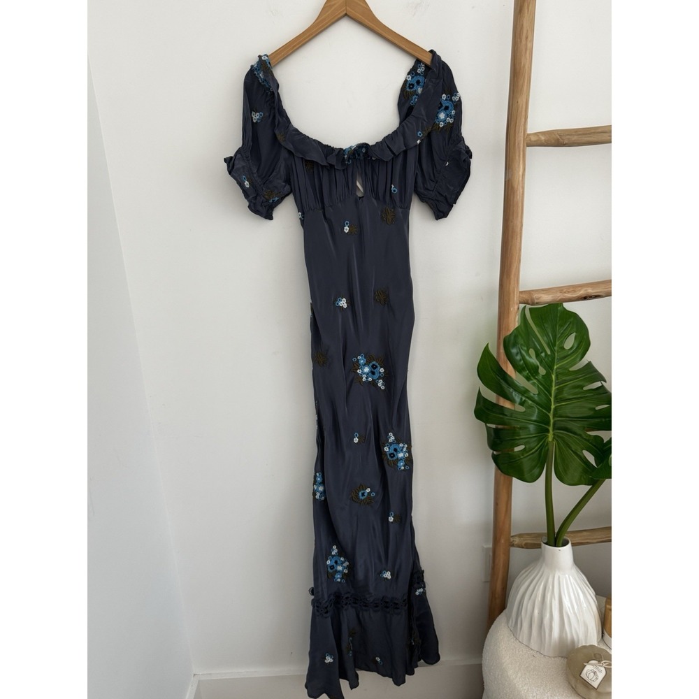 FREE PEOPLE Floral Embroidered Bali Santa Cruz Ruffle Maxi Dress L NWT - Picture 6 of 10